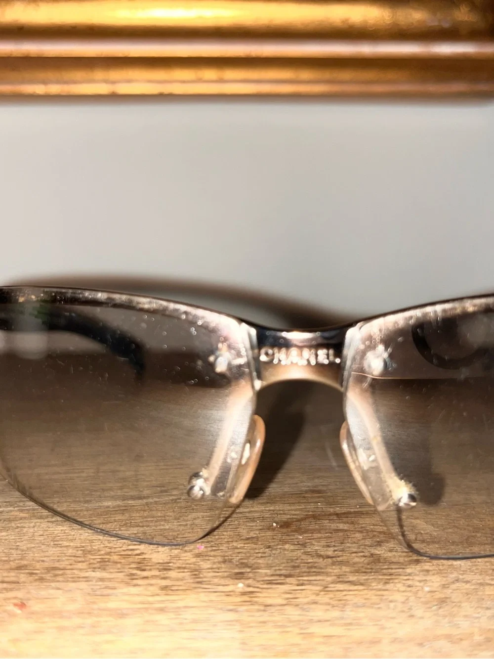 Y2K CHANEL Iconic 4009 Rimless Sunglasses in Silver with Brown Gradient Lenses